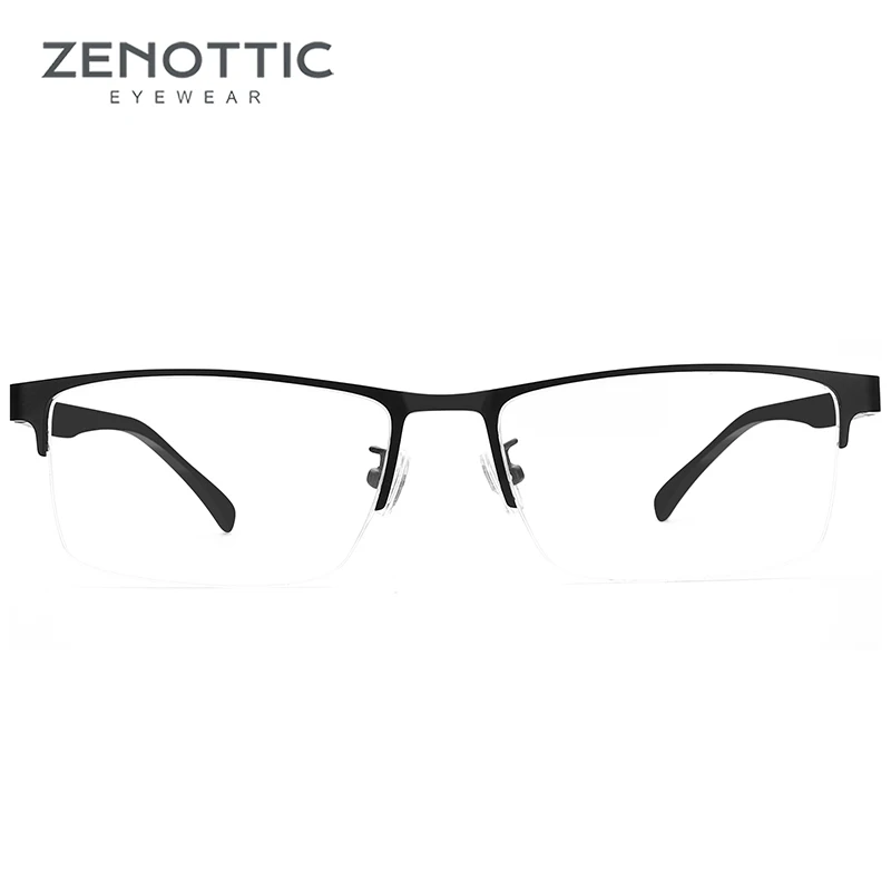 Ceny ZENOTTIC Semi Rimless okulary na receptę mężczyźni Clear krótkowzroczność soczewki progresywne okulary optyczne okulary metalowa rama okulary 8036