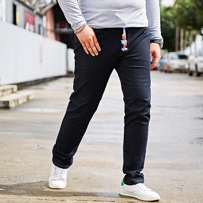 2018 Trousers Large Size Men Jeans Extra Large Size Extra Large Size Black Jeans Elastic Waist