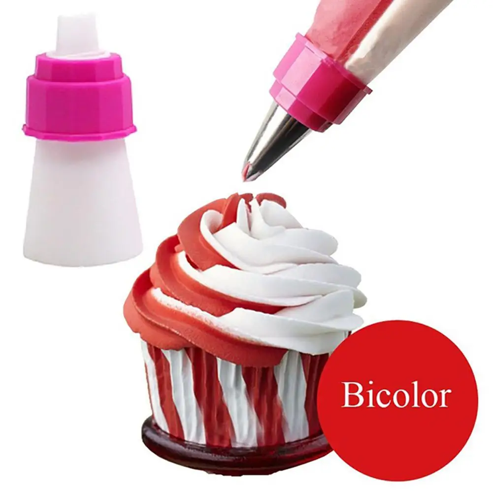 

DIY Cake Cream Dessert Bowls 5Pcs Dual-color Tube Converter Cooking Tips Culinary Cream Bag Nozzles Fondant Cake Cupcake Deco