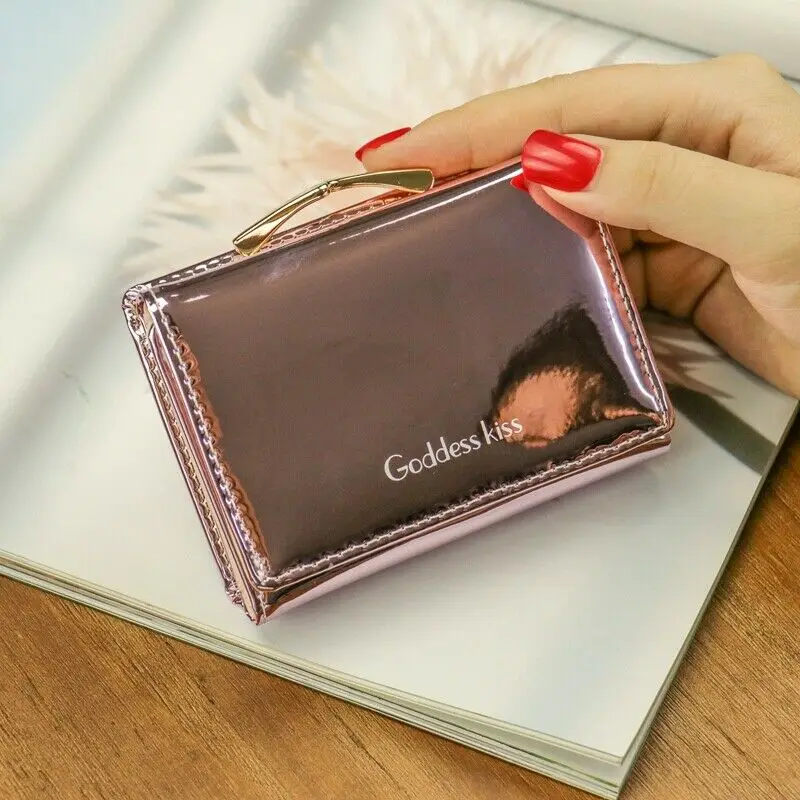 New Fashion Women Short Small Money Purse Laser Wallet Ladies PU Leather Folding Coin Card Holder Wallets