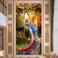 Papel pintado Mural De Foto personalizado 3D Pavo Real sala De estar entrada pasillo decoración De fondo decoración De pared arte Papel De pared