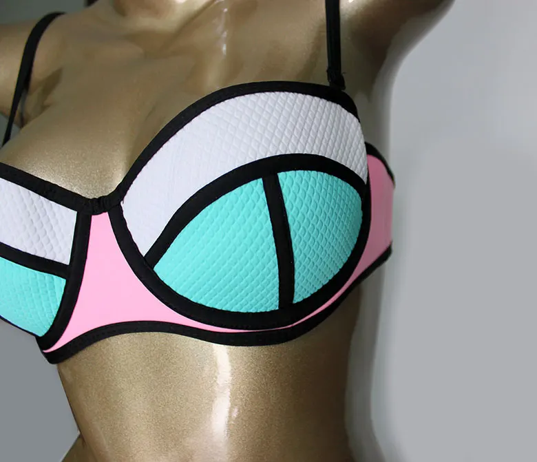 biquini 3D Супер Push Up бикини сексуальные женские Плавание популярная одежда Плавание костюм бразильский Biquine Тиснение Неон бикини комплект