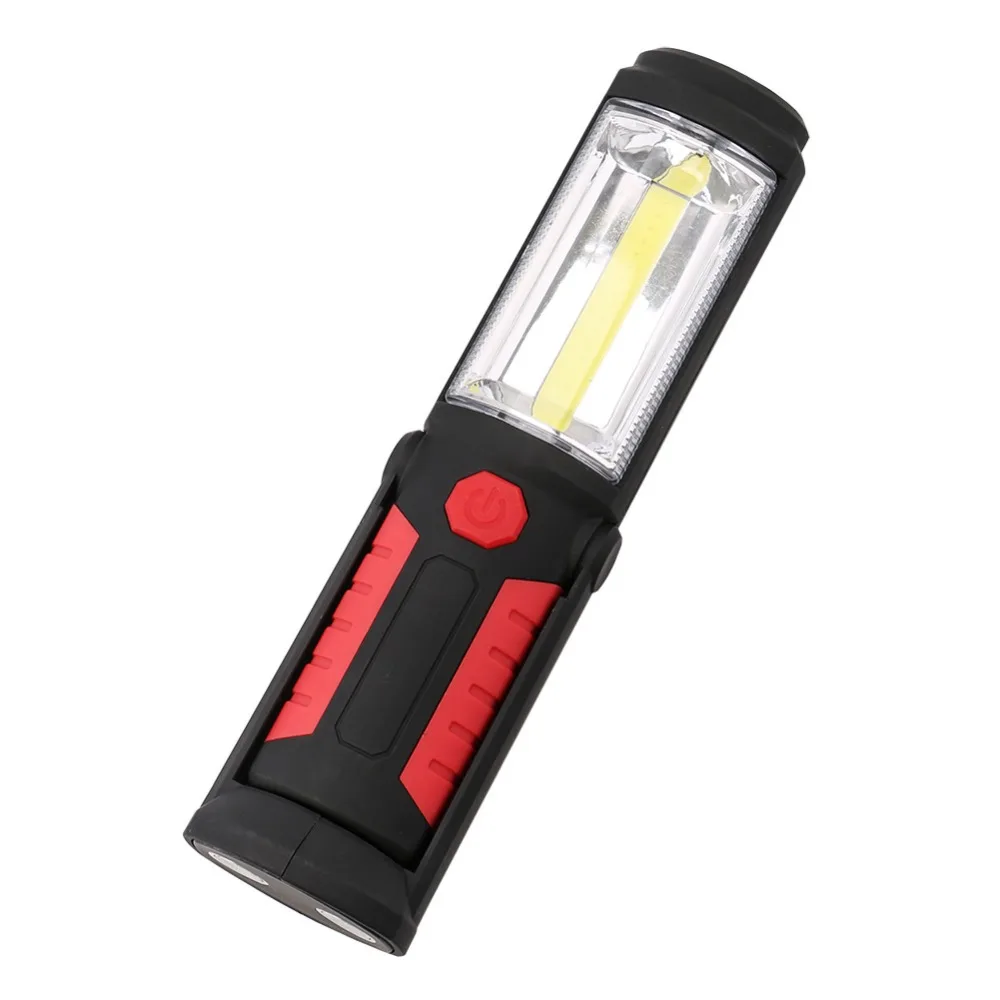 Портативный 1 * COB + 1 * светодиодный удобный фонарик, крюк, фонарик, рабочая инспекционная лампа, магнитная лампа для кемпинга, 3 * AA питание от