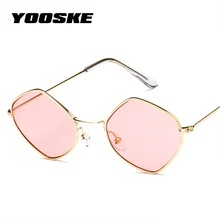 YOOSKE, Винтажные Солнцезащитные очки, женские, металлическая оправа, океан, красный, розовый, прозрачные, солнцезащитные очки, мужские, маленькая оправа, кошачий глаз, очки, UV400