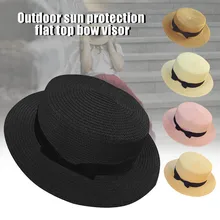 Соломенная Панама женская летняя пляжная с широкими полями с бантом Солнцезащитная уличная дорожная шляпа Кепка ASD88
