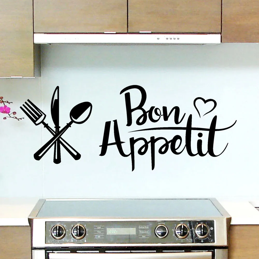 

Bon Appetit Removable DIY Art Vinyl Mural Home Room Decor Wall Stickers DIY Knife and Fork Pattern Kitchen Decorative Stickers
