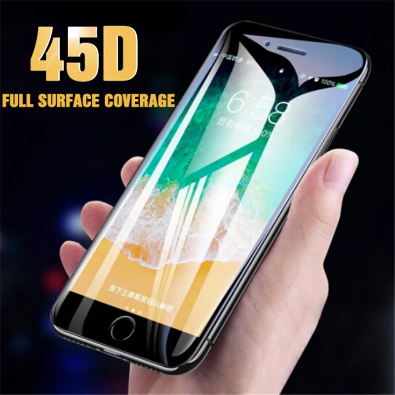 

45D Tempered Glass on For iPhone 6S 7 8 Plus X XR XS MAX Protective glass full cover for iPhone 6 7 5 5S SE Screen Protector