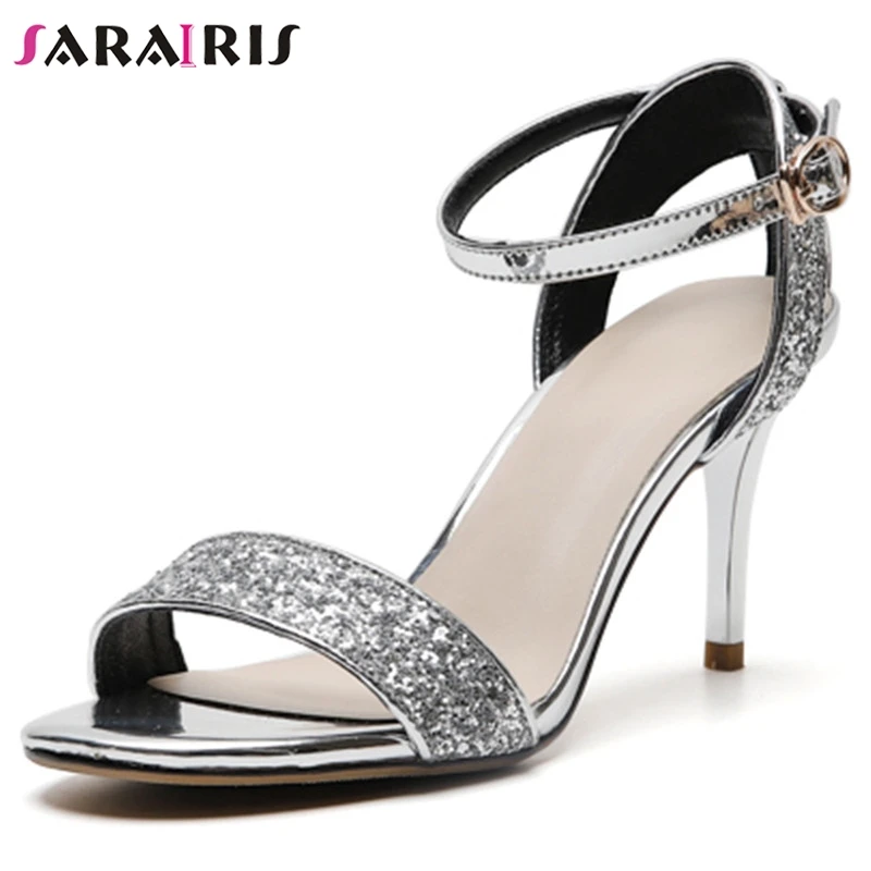 

SARAIRIS 2019 New Fashion Thin High Heels Bling Sandals women's Shoes Woman Concise Date Party Sandals Shoes Woman