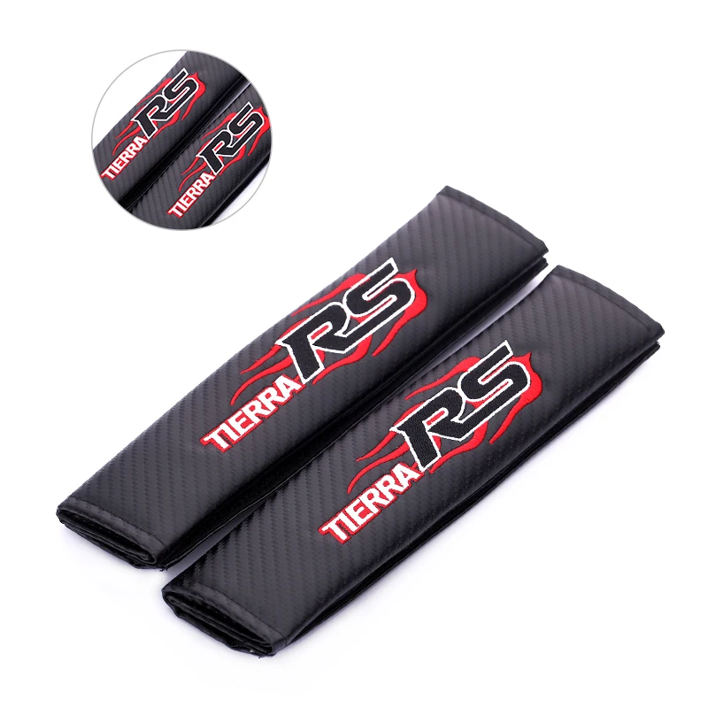 2pcs RS Racing Carbon Fiber Safely Seat Belt Shoulder Pad Cover Car Styling For Ford Focus 2 3