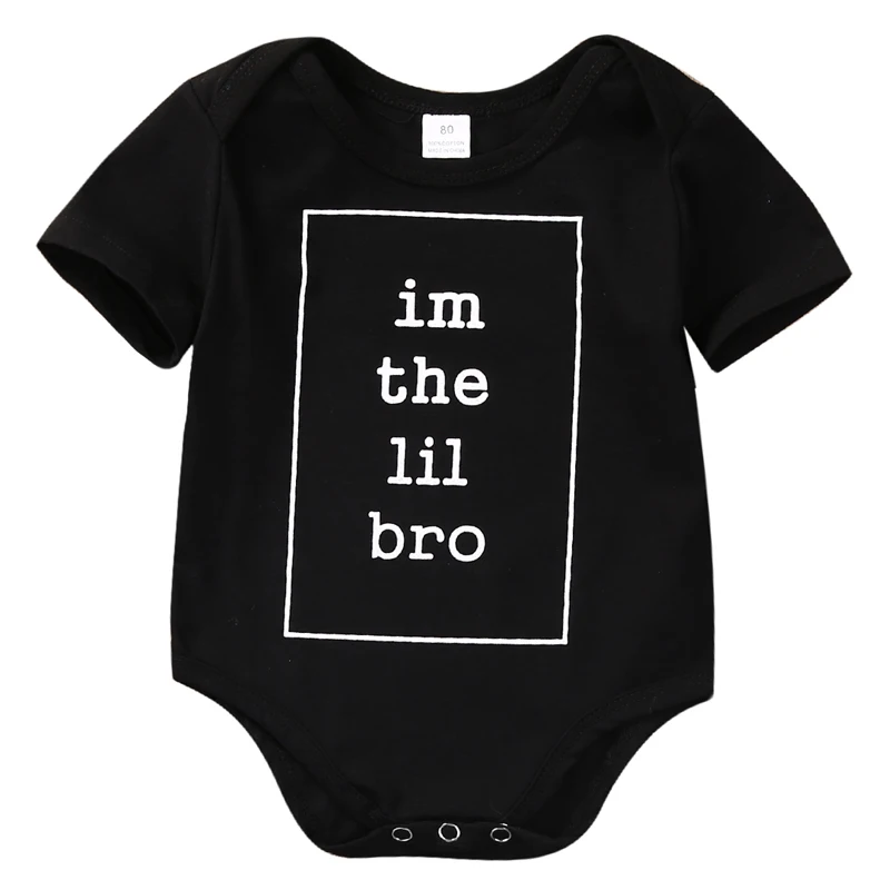 Sexemara Bro Letter Black overalls Newborn Baby Romper Jumpsuit Toddler