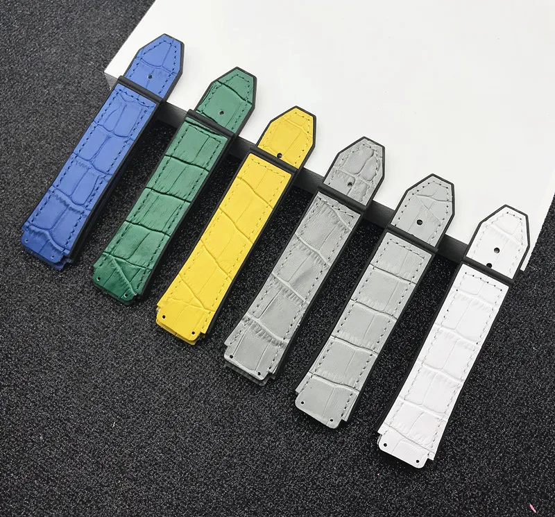 Ремешок из коровьей кожи для наручных часов зеленый синий серый резиновый