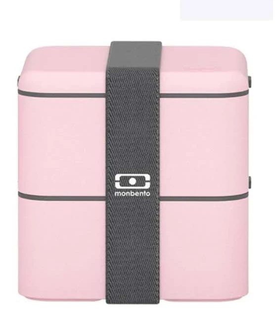Двухслойный Ланч-бокс, японский разделенный Ланч-бокс, свежая микроволновая печь с подогревом, пластиковый Ланч-бокс - Цвет: Розовый