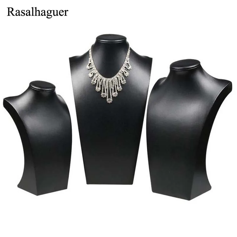 

Hot Sale Black Color Mannequin Shape PU Leather Jewelry Display Stand For Counter Showcase Store Necklace Pendant Bust Holder