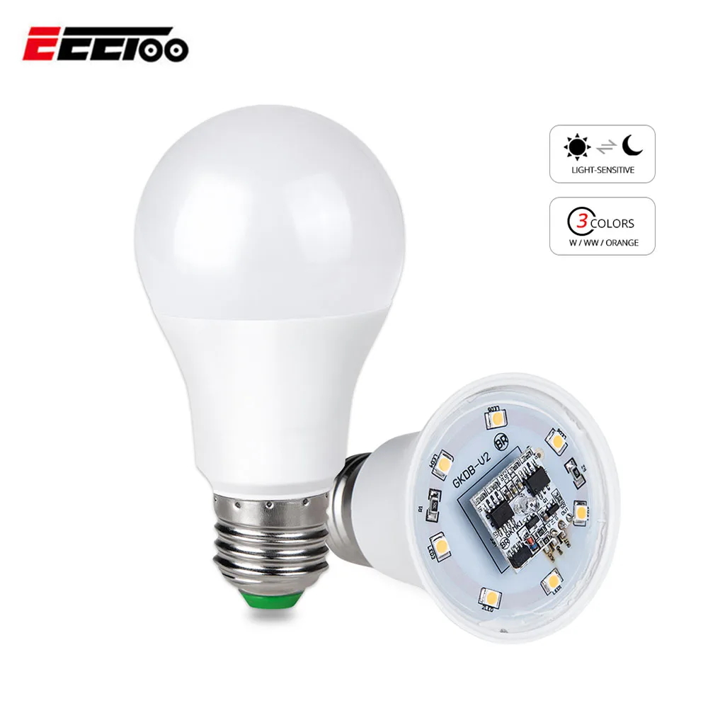 Us 4 94 35 Off White Warm Orange Led Light Sensor Bulb E27 7w 10w 85 265v Dusk To Dawn 2835 Smd Outdoor Lamp For Home Lighting In