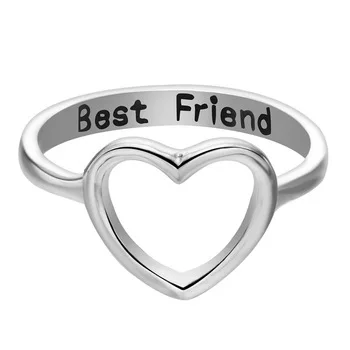 Retail Drop Shipping 1pcs Best Friend Heart Ring Heart Shape Promise Stackable Band Love Rings Women