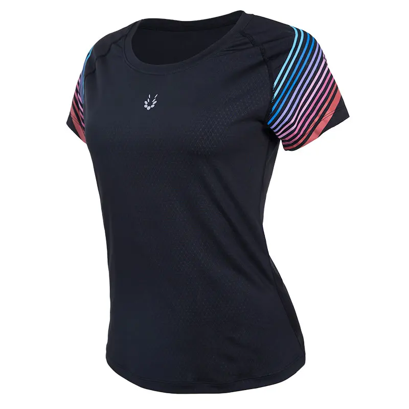 Женская Профессиональная футболка для фитнеса, бега, Спортивная футболка с коротким рукавом, быстросохнущие футболки для пробежек, упражнений, женские топы - Цвет: FBF70201