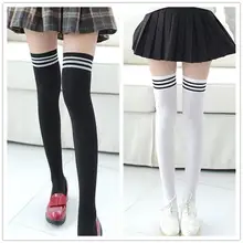 1 пара, модные Гольфы выше колена гольфы для девочек и женщин удобные эластичные хлопковые носки для студентов, размер 43 см, 16,9 дюйма, низкая цена
