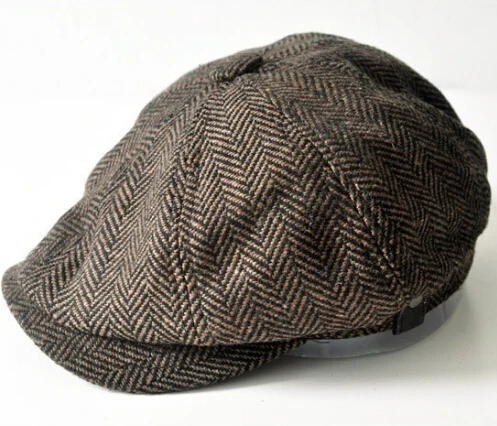HERRINGBONE TWEED GATSBY Newsboy Cap Men Wool Ivy Hat Golf Driving Flat Cabbie flat hat for men winter Cap beret mens hat