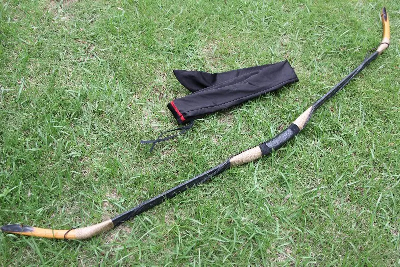 С высоким качеством! Ручной работы из коровьей кожи LONGBOW с рогом на наконечниках