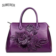Suwerer, новинка, улучшенная, Воловья кожа, натуральная кожа, тоут, женские сумки, роза, цветок, роскошная сумка