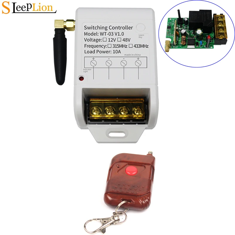 

Sleeplion 12V-48V 24V 1Channel Pump Special Switch Wireless Control Wide Voltage Relay Module 315/433MHz