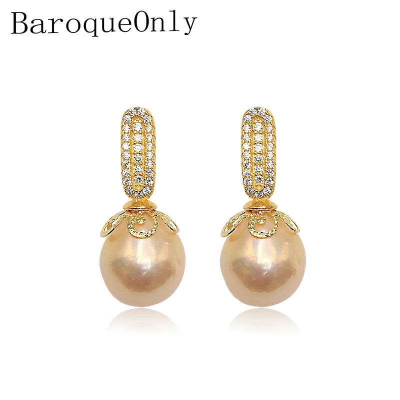 Серьги гвоздики BaroqueOnly с жемчугом Эдисона из серебра 925 пробы натуральным