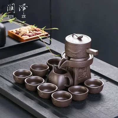 Китайская фиолетовая глина yixing чайные горшки полуавтоматическая кунгфу Чайный набор 11-peices(1 чайник+ 8 чайных чашек+ 1 Подставка для чайника+ 1 чашка - Цвет: Suit A