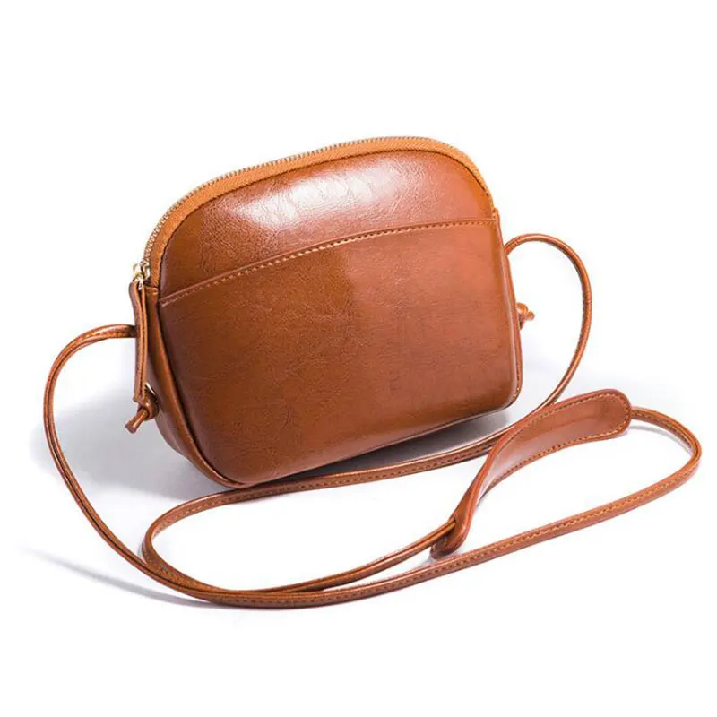 Винтажная Маленькая женская смазанная кожаная сумка через плечо, сумка-мессенджер, сумочка, Ретро стиль, повседневная ручная сумка - Цвет: brown