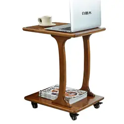 Двухэтажный 100% деревянный чайный столик с колесами передвижной кофе стационарный компьютер стол Гостиная мебель деревянный стол basse tableau