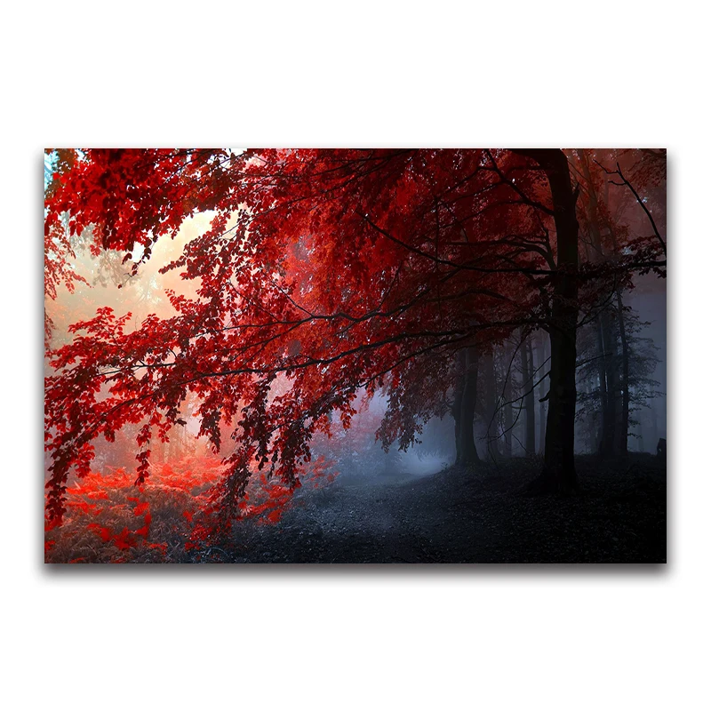 maple tree Full square Diamond embroidery natural 5d DIY Diamond painting Cross stitch landscape round Diamond mosaic red leaves