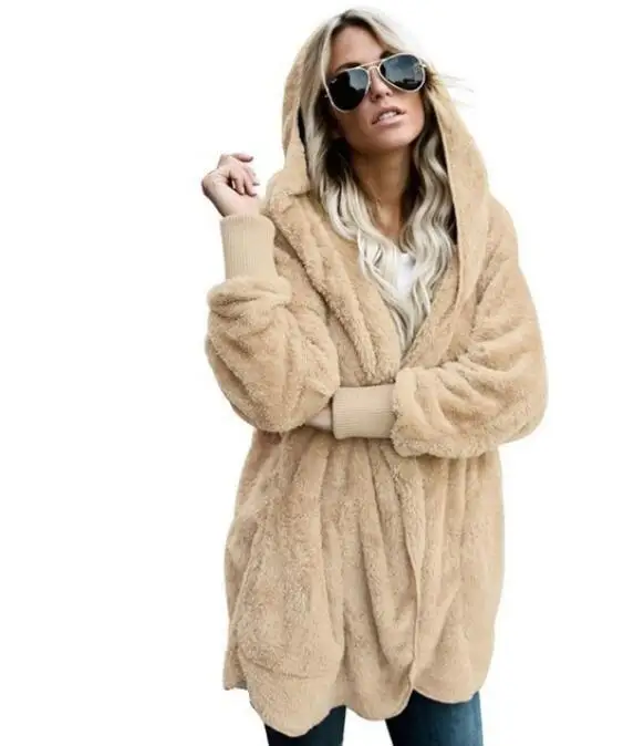 

Fashion Casual Women Long Cardigans Hooded Long Parka Outwear Solid Warm Pocket Sweater