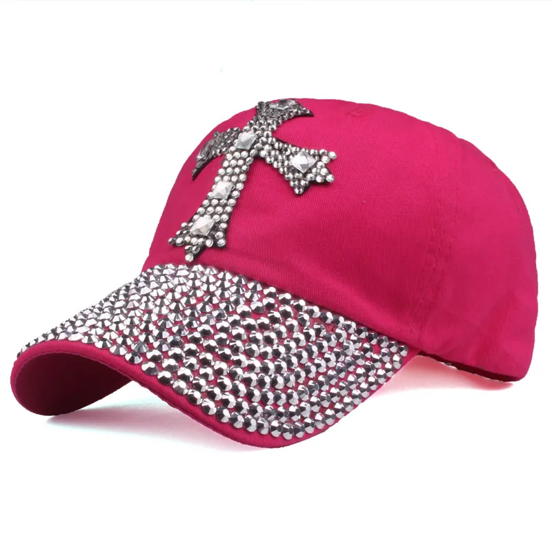 [YARBUU] бейсболка для мужчин и женщин новая модная Солнцезащитная шляпа Регулируемая хлопок горный хрусталь кепка - Цвет: rose red