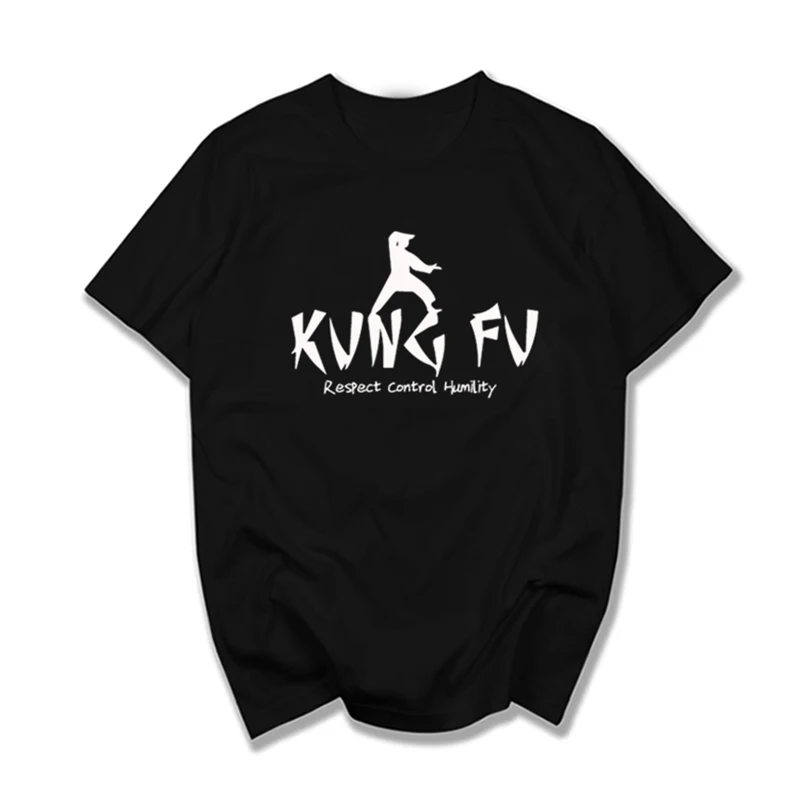 T Shirt Men Harajuku T-shirt KUNGFU KING Cotton Tshirt Fashion Comfortable Men Clothes 2018 Black Grey Summer Plus Size Tops