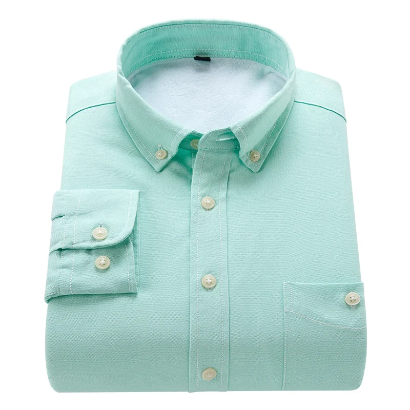 Зимняя мужская рубашка ярких цветов, модная повседневная теплая рубашка с добавлением шерсти, тонкая мужская рубашка из ткани Оксфорд, camisa masculina, рубашки с длинным рукавом