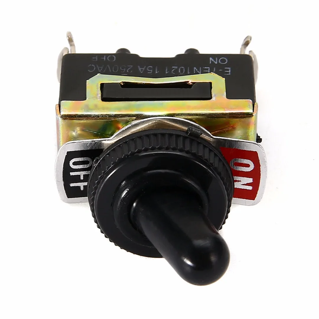 1pc Heavy Duty On Off Small SPST Toggle Switch Silver Metal 2-positions + Waterproof Cover 12V