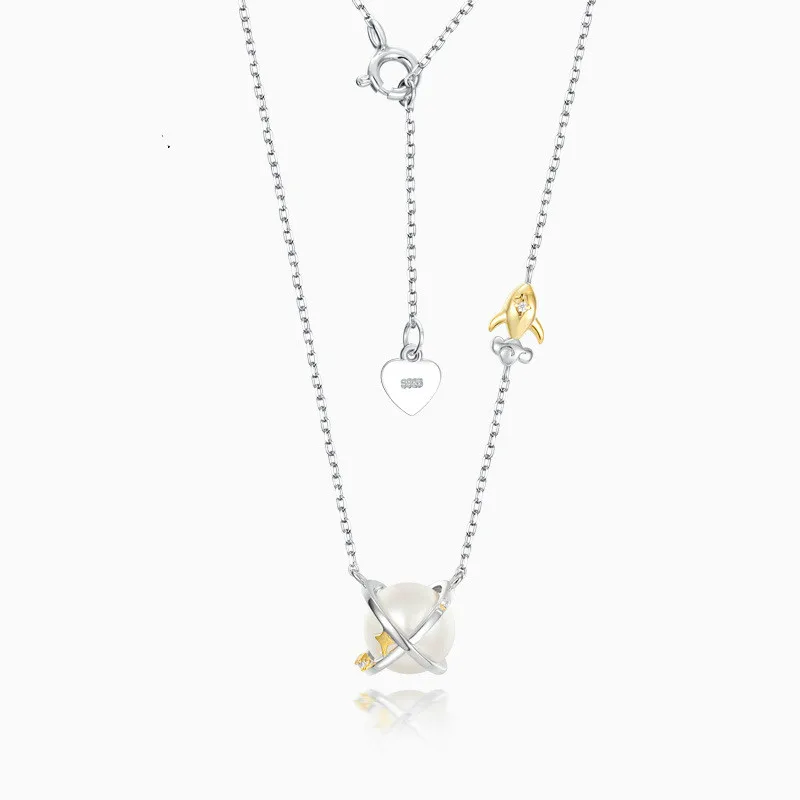 S925 Silver Natural Pearl Star Ball Necklace