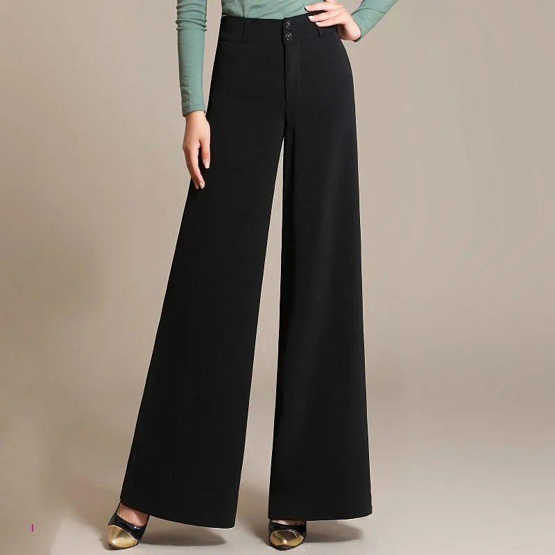 

New Female Latin Dance Pants High Waist Broad-legged Square Dance Trousers Lady Ballroom Performance Flared Straight Pants H682