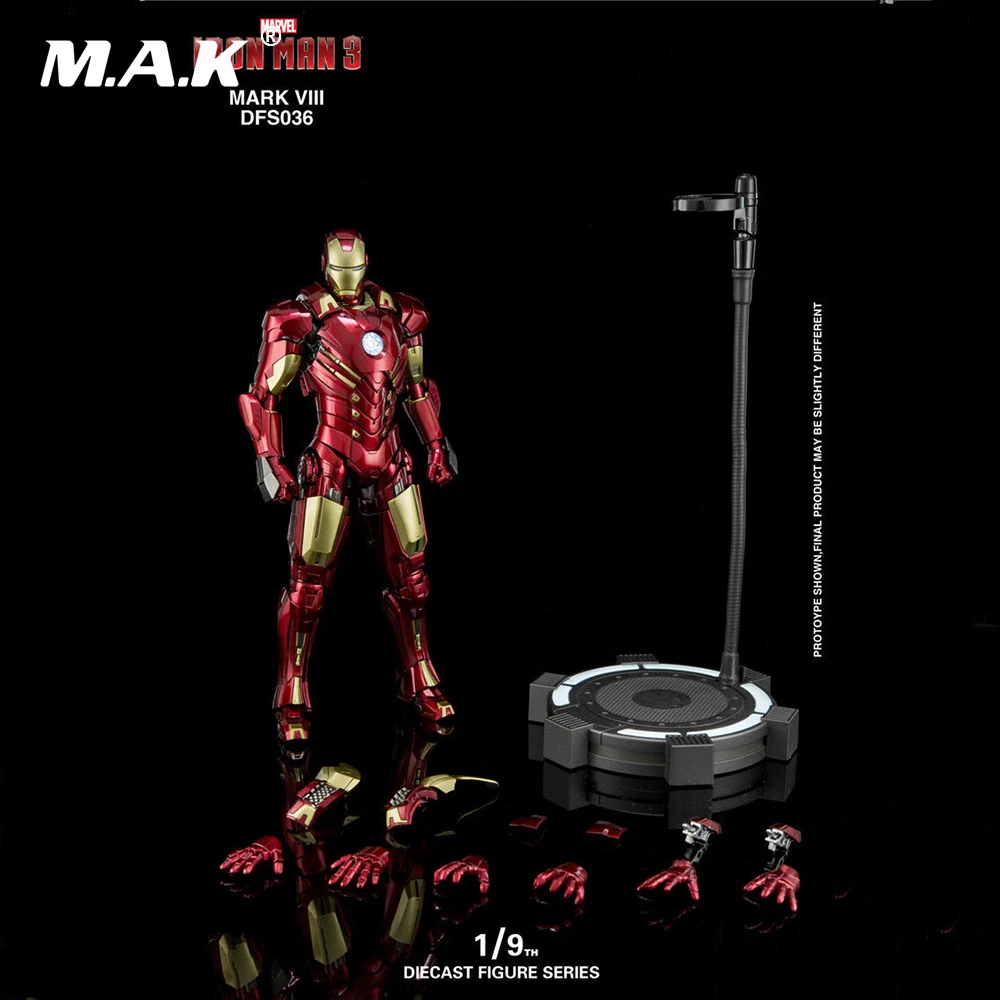 

For Collection 1/9th Alloy Diecast Figure Series DFS036 Iron Man 3 Mark VIII Flexible Model Doll Toys for Birthday Gift