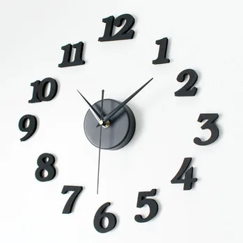 

New Arrival Simple Fashion Number Design sticker EVA 30CM-60CM kitchen wall clock large decorative 3d diy wall clock big clock