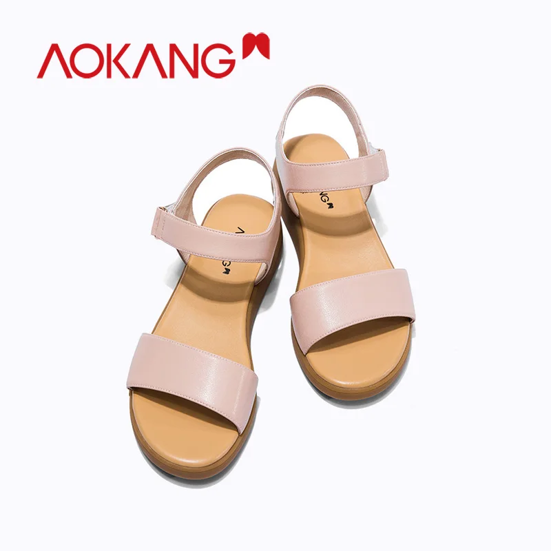 

AOKANG 2019 Sandals Women Flats Shoes Summer Female antiskid Shoes mother's flat shoes Ladies Roman Flip Flops Beach Sandalias