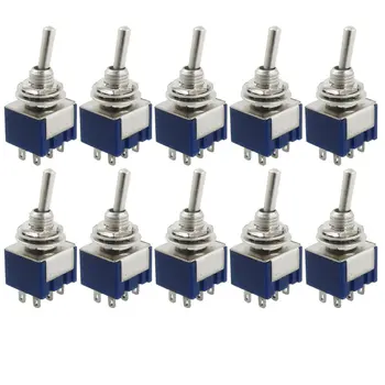 

10 Pcs AC 125V 6A Amps ON/ON 2 Position DPDT Toggle Switch