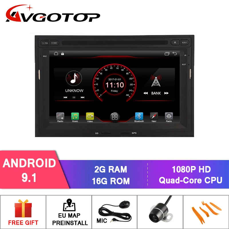 

AVGOTOP Android 9 Wince Car Radio DVD Player For PEUGEOT 3008 2G 16G GPS Multimedia