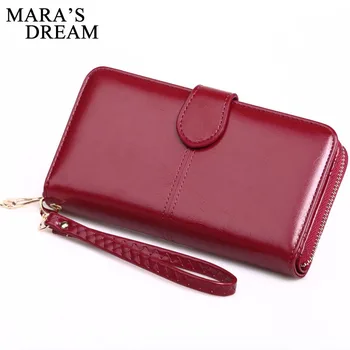 

Mara's Dream 2019 Women's Solid Color Zip Wallet Leather Wallet Long 30% Coin Purse Card Bag Small Wallet Handbag Multifunction