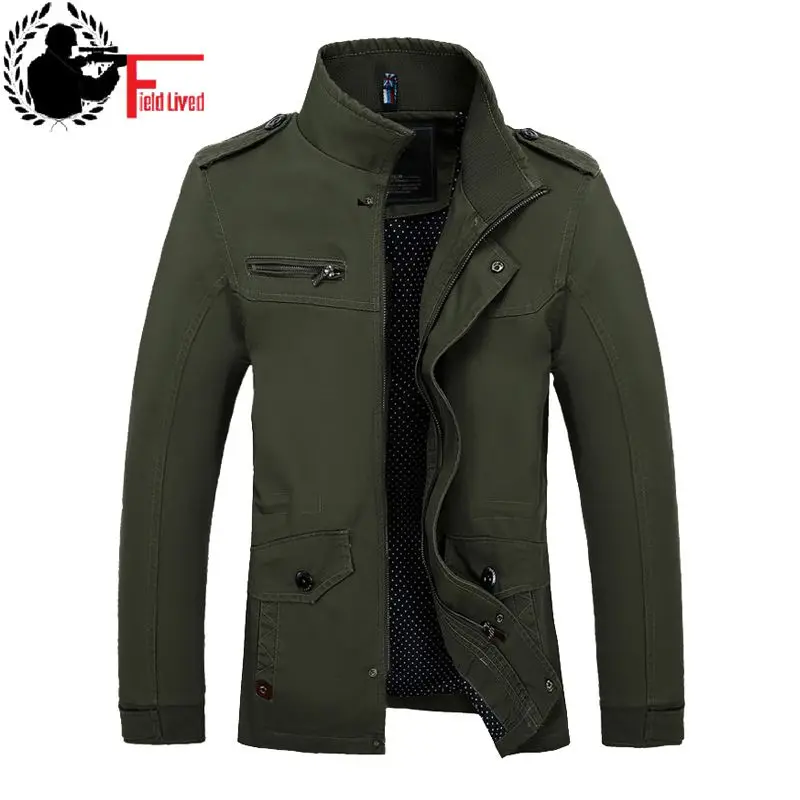 2018 Autumn Men Slim Fit Military Jacket Coats Outerwear Stand Collar