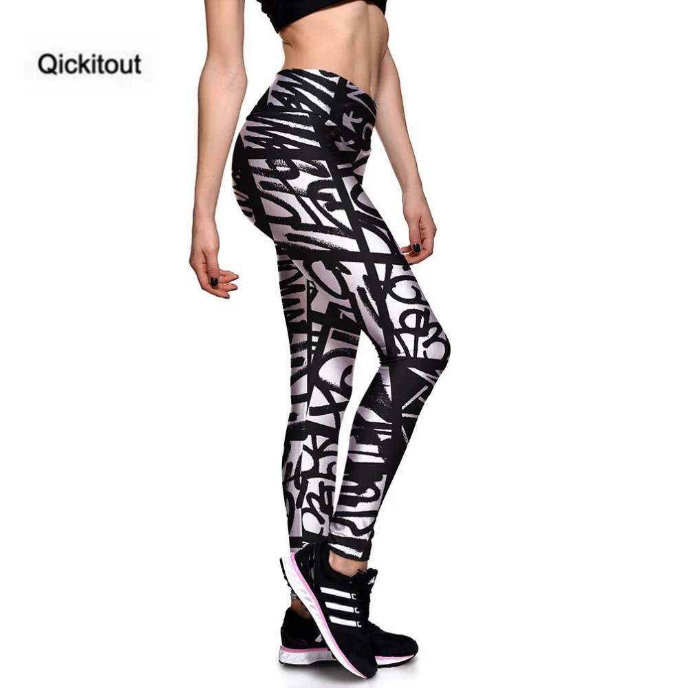 Qickitout леггинсы модные новые сексуальные леггинсы черные белые граффити 3D принт женские брюки горячие брюки ropa mujer горячая распродажа