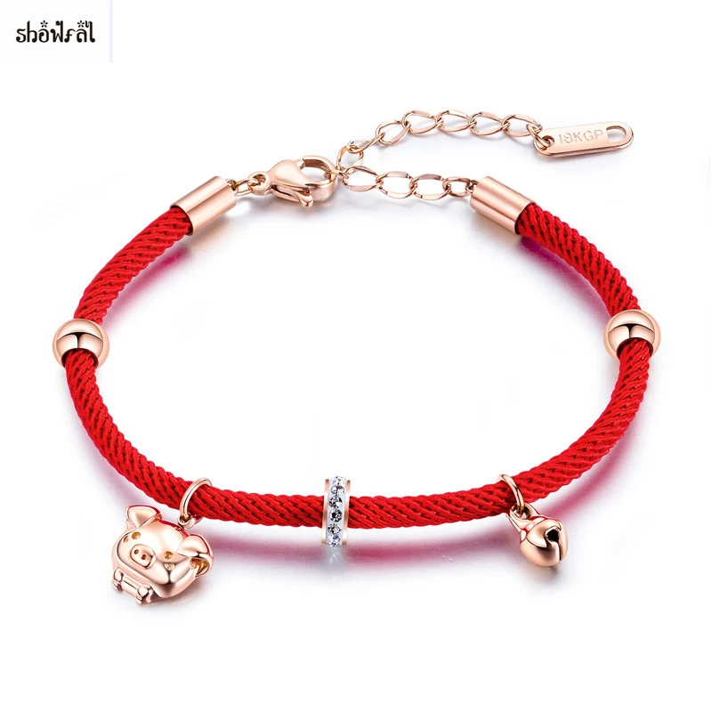 

Chinese Red String Bracelet with Stones Pig Bangles with Red Thread String Bracelet Lucky Red String Bracelet Pig Steel Jewelry