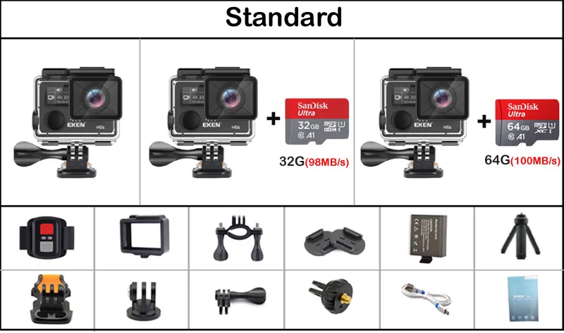 Экшн-камера eken H6s Ultra HD 4K 14MP с EIS, водонепроницаемая, для улицы, для подводного плавания, с дистанционным управлением, для шлема, Спортивная видеокамера, объектив с углом обзора 170