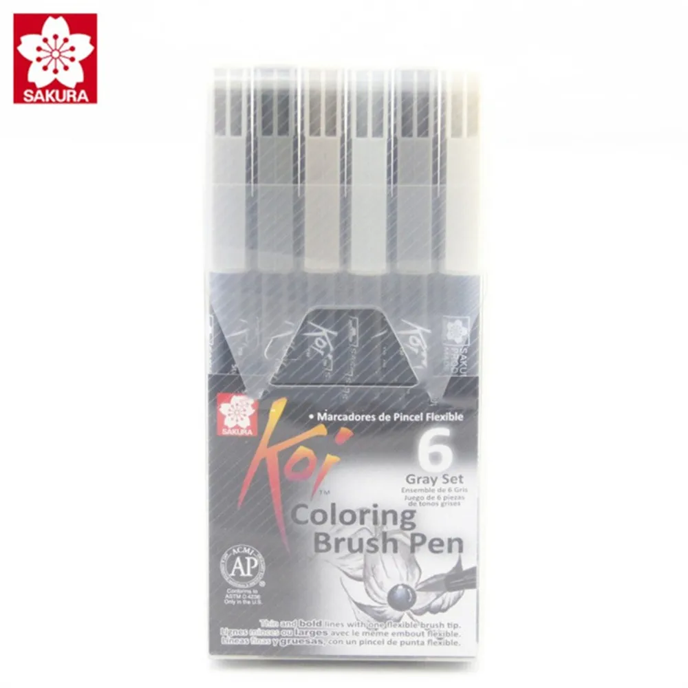 

Coloring Brush Pen 6 Gray Color Set Flexible Brush Marker Water Color Pen Liquid- Ink Painting Supplies