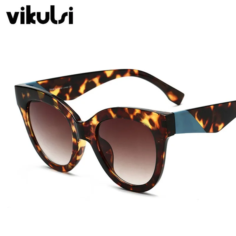 Солнцезащитные очки "кошачий глаз", женские Винтажные Солнцезащитные очки, новинка, роскошные женские брендовые дизайнерские леопардовые круглые солнцезащитные очки, женские УФ-очки - Цвет линз: D895 leopard brown