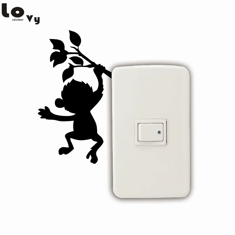

Cute Monkey Vinyl Switch Sticker Cartoon Animal Wall Sticker/Decal for Kids Room Bedroom Home Decor